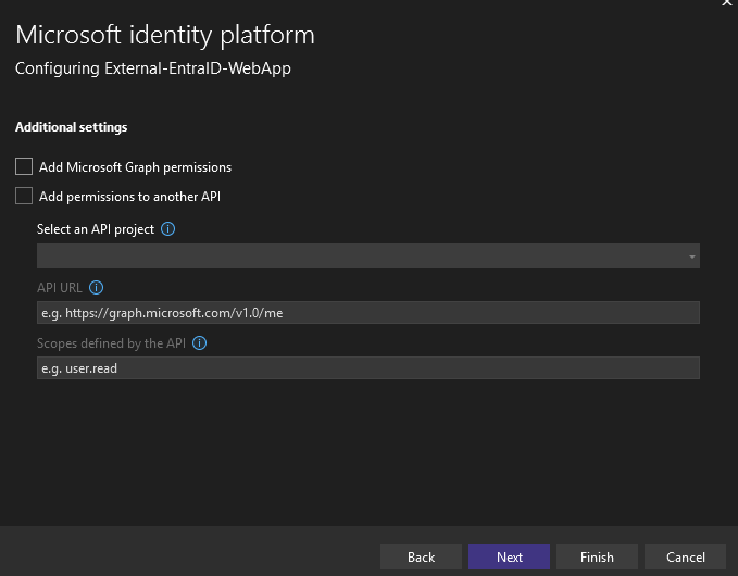 Add Graph API wizard