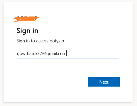 MS Entra External ID sign in screen