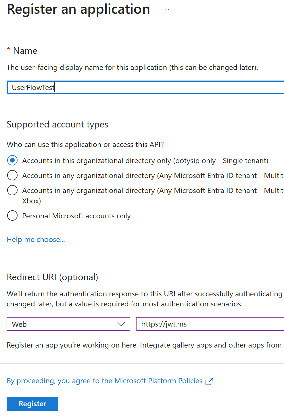 App Registration Configuration