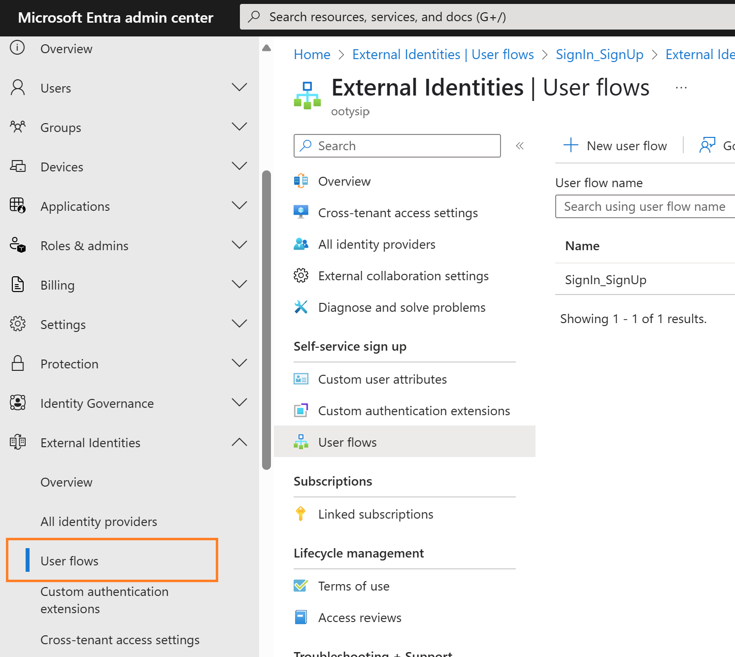 Entra External ID User Flow