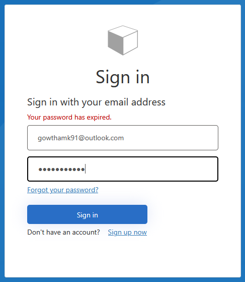 Password Expired Message