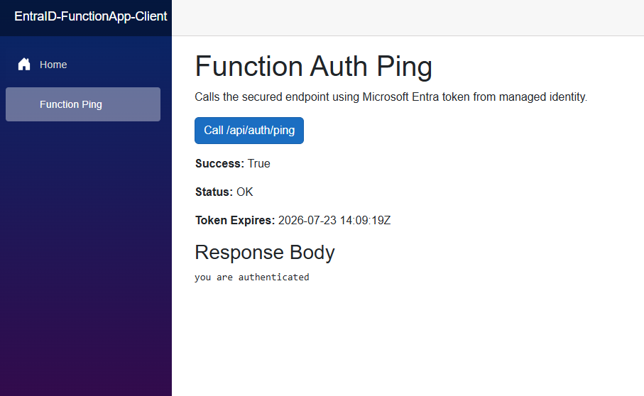Ping test to verify the authentication